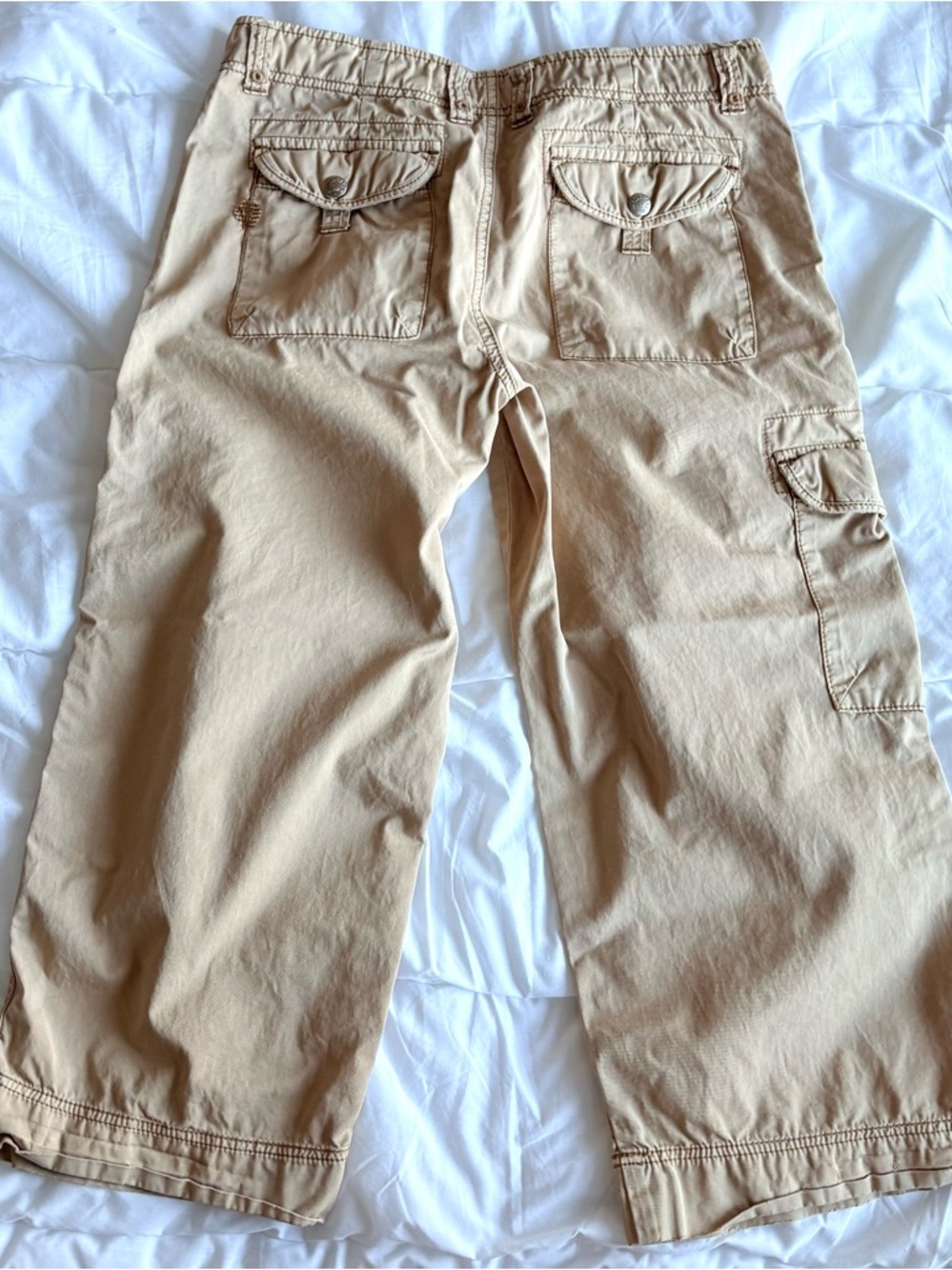 Polo Ralph Lauren Beige Cargo Capris Women 2 | Wide Leg Utility Pants Y2K